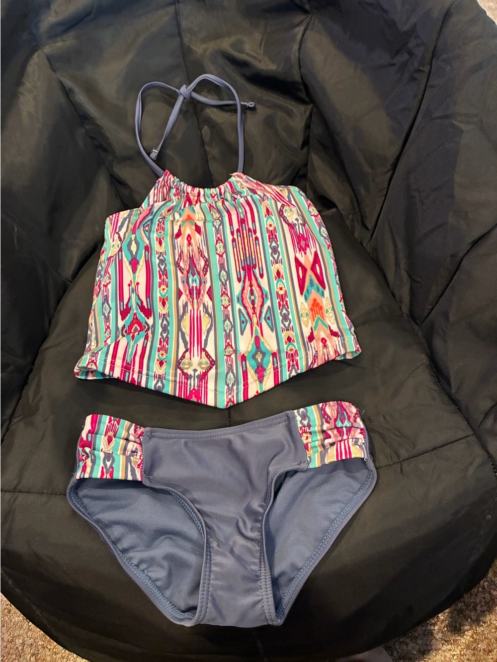 art class Teal, Pink & Purple Girls Tankini Top with Aztec Stripe